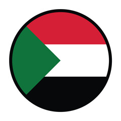 Round Sudan flag, flat vector logo icon. Simple vector button flag of Sudan. 