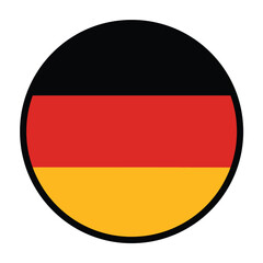 Obraz premium Round Germany flag, flat vector logo icon. Simple vector button flag of Germany. 