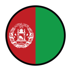 Round Afghanistan flag, flat vector logo icon. Simple vector button flag of Afghanistan. 