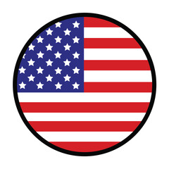 Round American flag, flat vector logo icon. Simple vector button flag of the United States of America. USA flag.