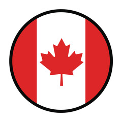 Round Cannada flag, flat vector logo icon. Simple vector button flag of Cannada. 