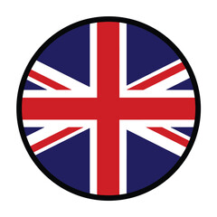 Round The United Kingdom flag, flat vector logo icon. Simple vector button flag of The United Kingdom. 