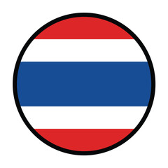 Round Thailand flag, flat vector logo icon. Simple vector button flag of Thailand. 