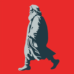 Bearded old man logo template, Santa Claus monument emblem, grandfather tattoo, Vector illustration