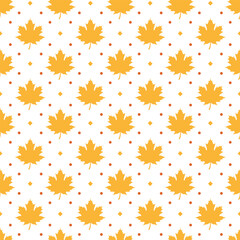 Autumn Seamless Pattern Illustration Element Panoramic of Maple Trees Fallen in Cartoon Template Hand Drawn