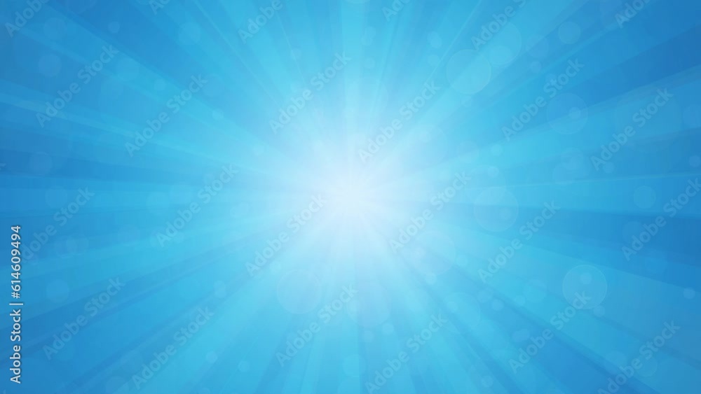 Poster abstract blue azure background with sunrays and floating particles