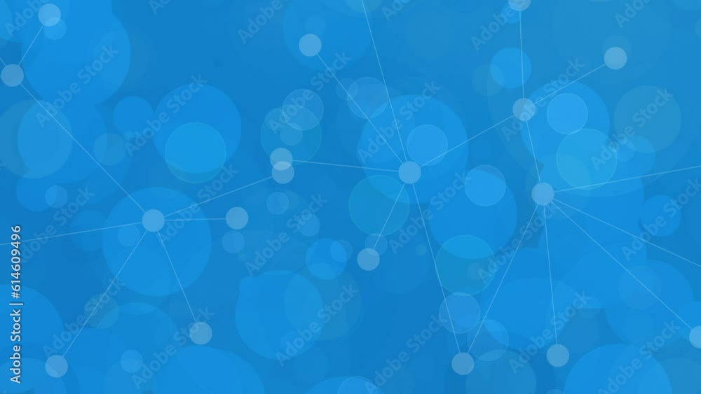 Aufkleber abstract background with floating circles and particles, dots connected, blue backdrop