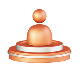 3d illustration icon design of metallic orange business personal profile with circular or round podium