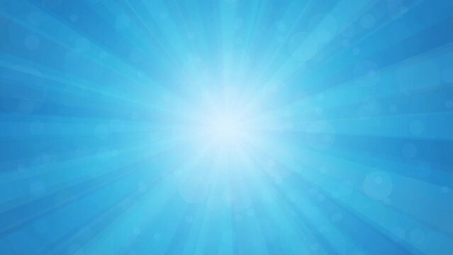 abstract blue azure background with sunrays and floating particles