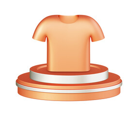 3d illustration icon design of metallic orange fashion outfit with circular or round podium
