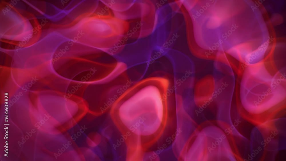 Poster a red, orange and purple abstract waves rotating animation background loop.