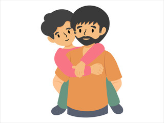 Hand drawn Father holding child illustration
