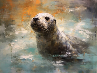 An Impressionist Painting of a Seal | Generative AI