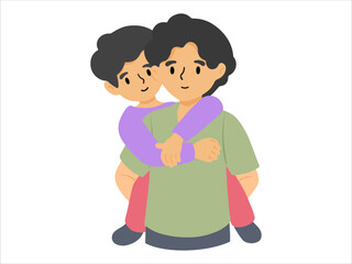 Dad holding kid or People Character illustration