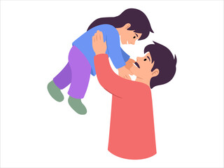 Father holding kid or avatar icon illustration