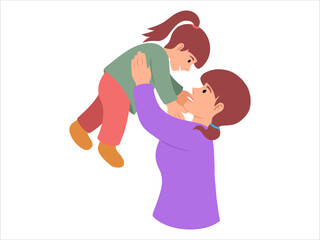 Mom holding kid or People Character illustration