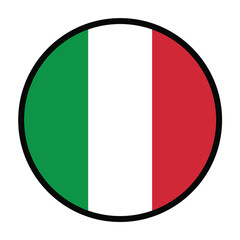Round italy flag, flag button, badge or button. Italian national symbol. vector icon isolated