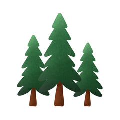 Illustration of pine tree in cartoon style isolated on white background. Design element for poster, banner, card
