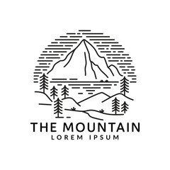 outdoor mountain logo monoline vector design