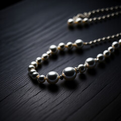 pearl necklace on a black background
