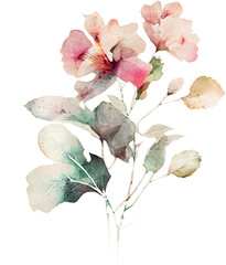 Watercolor flower and leave assortment 