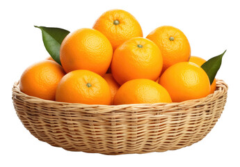 Oranges In Basket Isolated on Transparent Background - Generative AI
