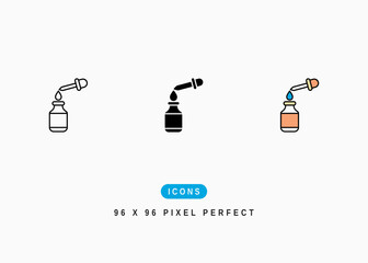 Serum Icon. Oil Dropper Bottle Symbol Stock Illustration. Vector Line Icons For UI Web Design And Presentation