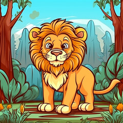 Obraz na płótnie Canvas Lion cartoon illustration