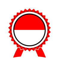 Blank medal with ribbon, red & white, vector illustration