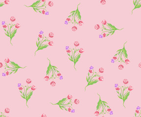 seamless pattern with pink flowers