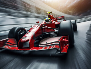 Fast Formula one sport on the circuit road