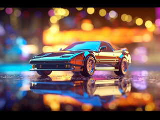 Classic car miniature with modern theme