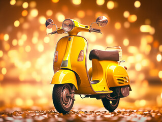 shinny yellow classic scooter motor