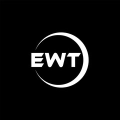 EWT letter logo design with black background in illustrator, cube logo, vector logo, modern alphabet font overlap style. calligraphy designs for logo, Poster, Invitation, etc.