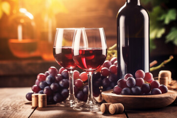 glass wine drink food background alcohol winery bottle vineyard beverage grape. Generative AI.
