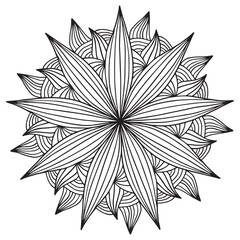 Round coloring pattern black and white mandala