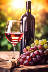 Obraz premium food grape wine drink alcohol background glass bottle winery beverage nature. Generative AI.