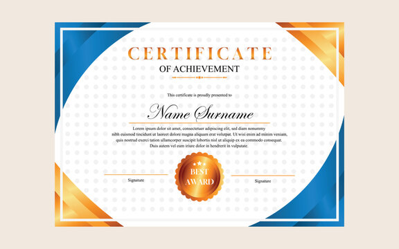 certificate design simple modern a4 luxury certificate blue gold color