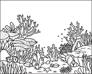 Coral reefs line vector illustration © A 5