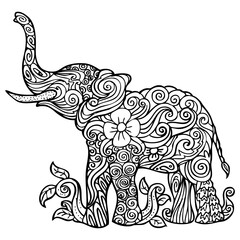 elephant vintage decoration vector illustration