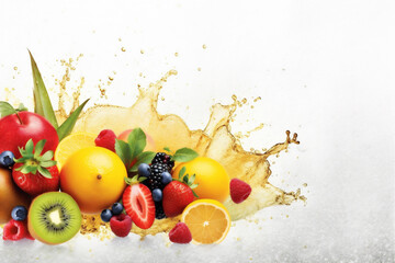 apple ice orange hookah grape fruit bright background smoke food juice. Generative AI.
