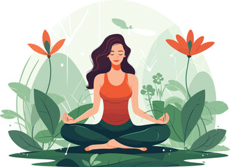 beautiful girl doing yoga illustration, international yoga day, yoga day banner, yoga day background
