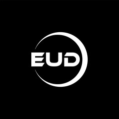 EUD letter logo design with black background in illustrator, cube logo, vector logo, modern alphabet font overlap style. calligraphy designs for logo, Poster, Invitation, etc.