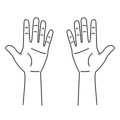 手のひら両手のイラスト線画｜カルテなどの診療記録に使える