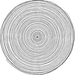 hand-drawn black and white spiral line drawing that is available in vector format 