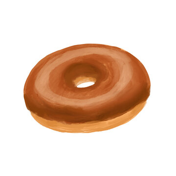 Hand drawn donut isolated on white background. Food illustration isolated on white. Bakery product