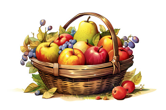 recommend clip art: Basket of apples created with Generative AI technology