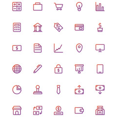 Vector Graphic of Business Icon Set Gradient. Perfect for user interface, new application, etc.