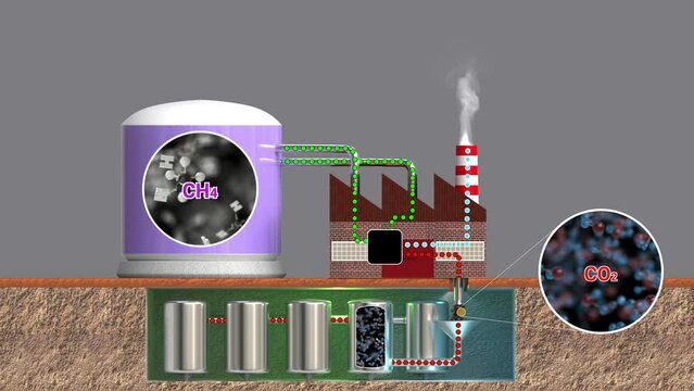 Capture of carbon from methane during industrial processes