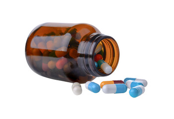 pill and bottle on transparent png